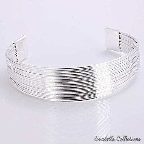 COLOR: Silver - Simplicity Silver Cuff Italian Design Bracelets design by Evabella Collections