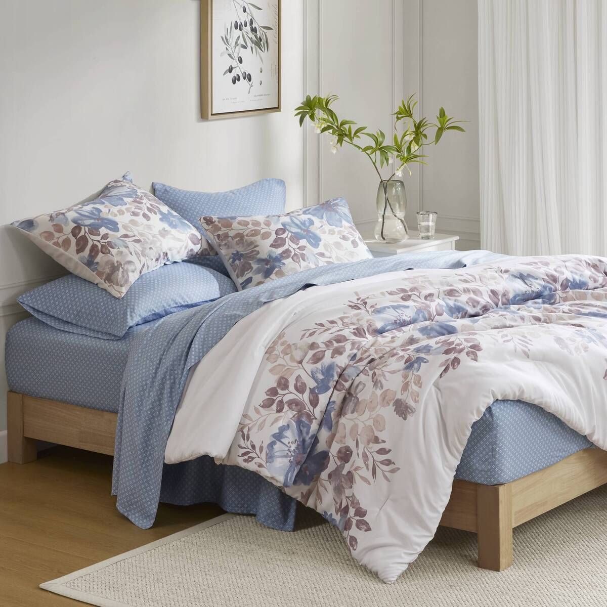 Floral Comforter Set with Bed Sheets